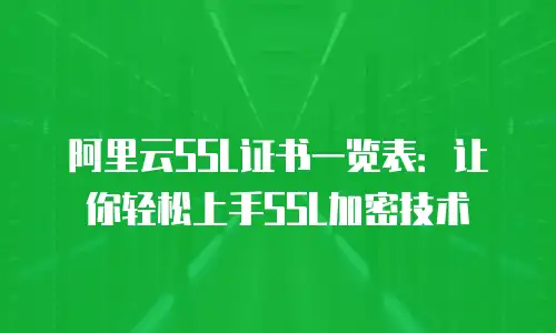 阿里云SSL证书一览表：让你轻松上手SSL加密技术