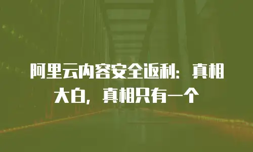阿里云内容安全返利：真相大白，真相只有一个