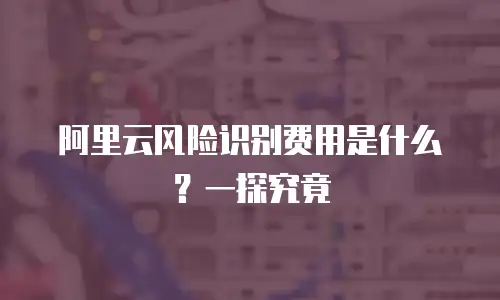 阿里云风险识别费用是什么？一探究竟