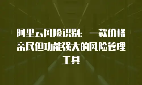 阿里云风险识别：一款价格亲民但功能强大的风险管理工具