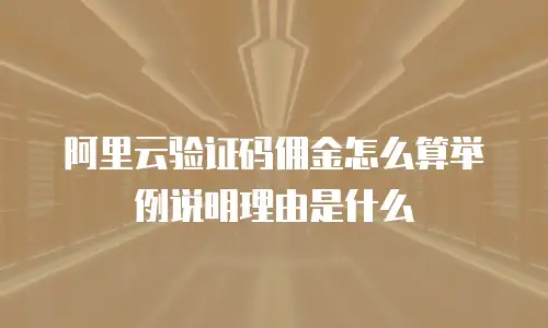 阿里云验证码佣金怎么算举例说明理由是什么
