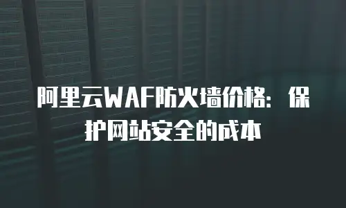 阿里云WAF防火墙价格：保护网站安全的成本