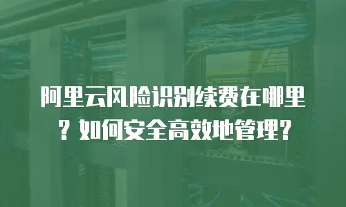阿里云风险识别续费在哪里？如何安全高效地管理？