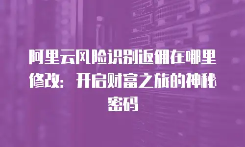 阿里云风险识别返佣在哪里修改：开启财富之旅的神秘密码