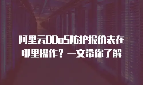 阿里云DDoS防护报价表在哪里操作？一文带你了解