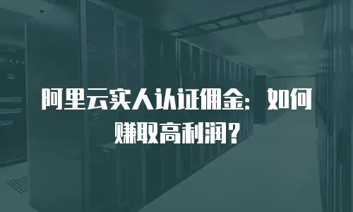 阿里云实人认证佣金：如何赚取高利润？
