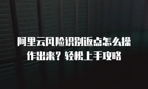 阿里云风险识别返点怎么操作出来？轻松上手攻略