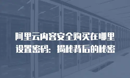 阿里云内容安全购买在哪里设置密码：揭秘背后的秘密