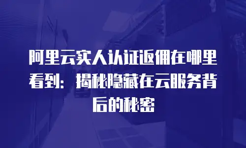 阿里云实人认证返佣在哪里看到：揭秘隐藏在云服务背后的秘密