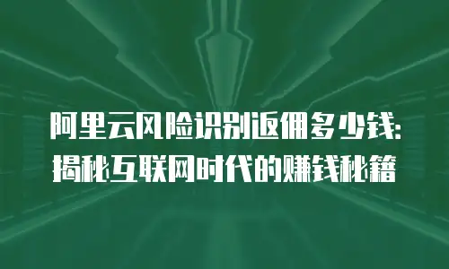 阿里云风险识别返佣多少钱：揭秘互联网时代的赚钱秘籍