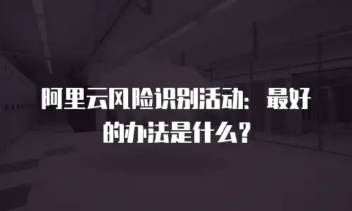 阿里云风险识别活动：最好的办法是什么？