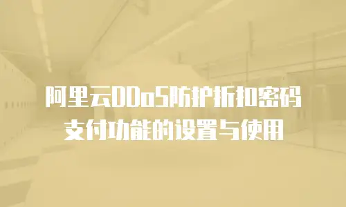 阿里云DDoS防护折扣密码支付功能的设置与使用