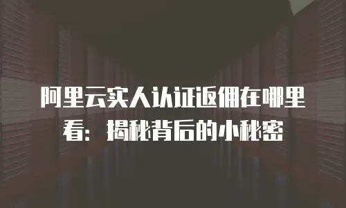 阿里云实人认证返佣在哪里看：揭秘背后的小秘密