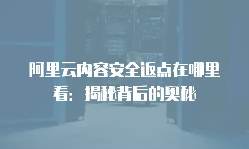 阿里云内容安全返点在哪里看：揭秘背后的奥秘