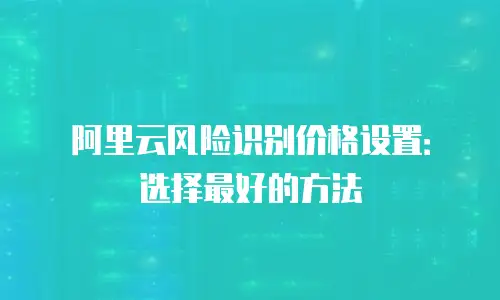 阿里云风险识别价格设置：选择最好的方法