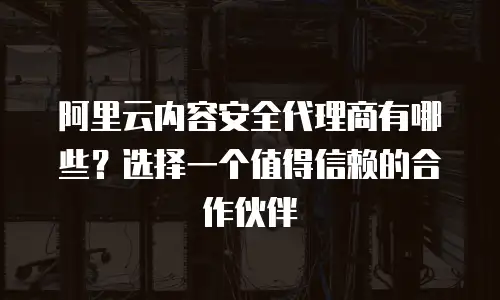 阿里云内容安全代理商有哪些？选择一个值得信赖的合作伙伴