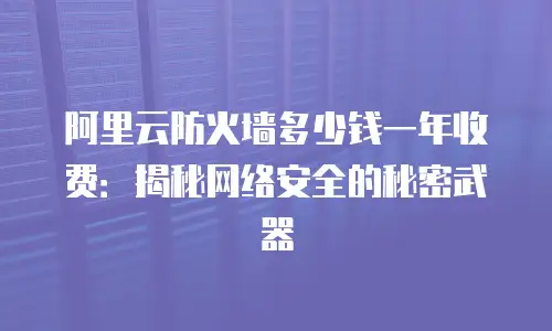 阿里云防火墙多少钱一年收费：揭秘网络安全的秘密武器
