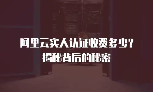 阿里云实人认证收费多少？揭秘背后的秘密