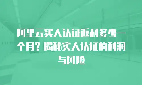 阿里云实人认证返利多少一个月？揭秘实人认证的利润与风险