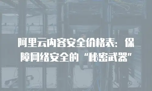 阿里云内容安全价格表：保障网络安全的&ldquo;秘密武器&rdquo;