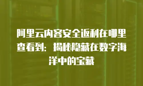 阿里云内容安全返利在哪里查看到：揭秘隐藏在数字海洋中的宝藏