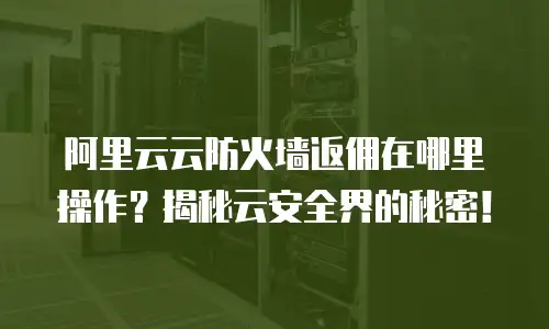 阿里云云防火墙返佣在哪里操作？揭秘云安全界的秘密！