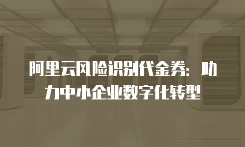 阿里云风险识别代金券：助力中小企业数字化转型