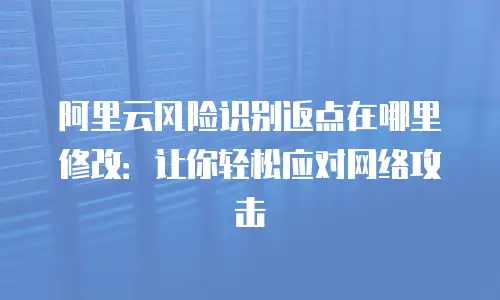 阿里云风险识别返点在哪里修改：让你轻松应对网络攻击