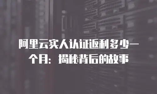 阿里云实人认证返利多少一个月：揭秘背后的故事