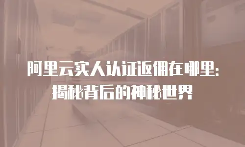 阿里云实人认证返佣在哪里：揭秘背后的神秘世界
