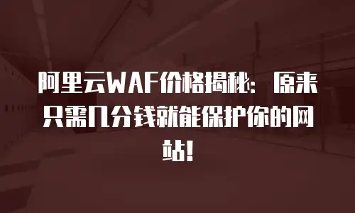 阿里云WAF价格揭秘：原来只需几分钱就能保护你的网站！