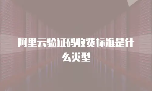 阿里云验证码收费标准是什么类型
