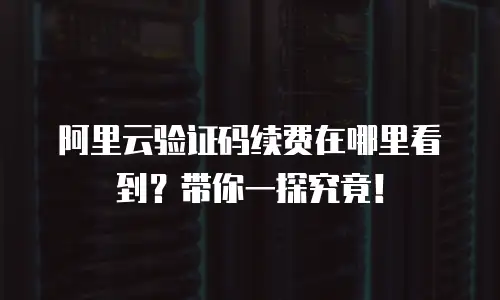 阿里云验证码续费在哪里看到？带你一探究竟！
