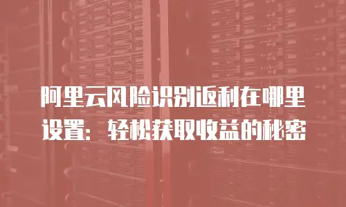 阿里云风险识别返利在哪里设置：轻松获取收益的秘密