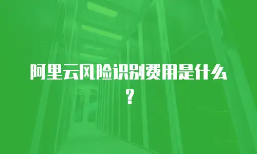 阿里云风险识别费用是什么？