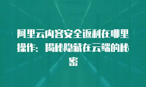 阿里云内容安全返利在哪里操作：揭秘隐藏在云端的秘密