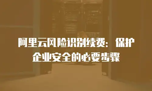 阿里云风险识别续费：保护企业安全的必要步骤