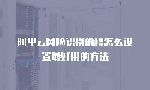 阿里云风险识别价格怎么设置最好用的方法