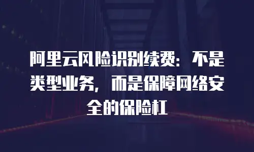 阿里云风险识别续费：不是类型业务，而是保障网络安全的保险杠