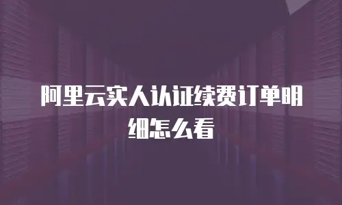阿里云实人认证续费订单明细怎么看
