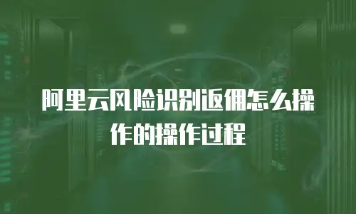 阿里云风险识别返佣怎么操作的操作过程