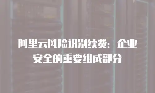 阿里云风险识别续费：企业安全的重要组成部分