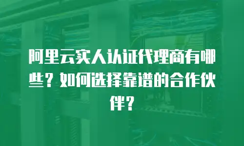 阿里云实人认证代理商有哪些？如何选择靠谱的合作伙伴？