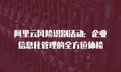 阿里云风险识别活动：企业信息化管理的全方位体检