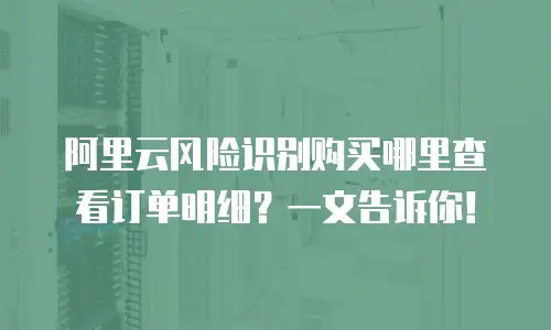 阿里云风险识别购买哪里查看订单明细？一文告诉你！