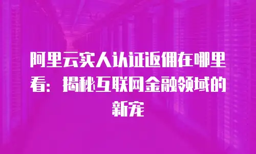阿里云实人认证返佣在哪里看：揭秘互联网金融领域的新宠