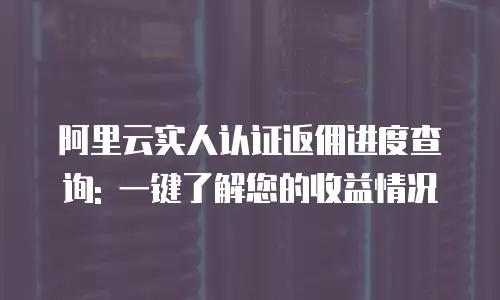 阿里云实人认证返佣进度查询: 一键了解您的收益情况