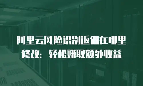 阿里云风险识别返佣在哪里修改：轻松赚取额外收益