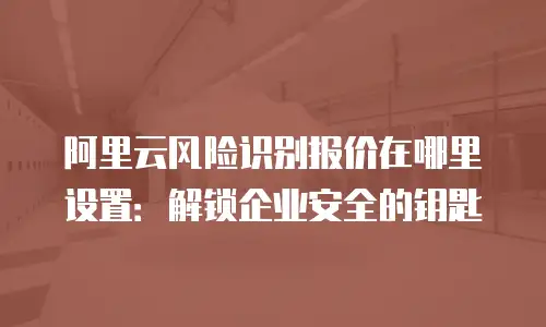 阿里云风险识别报价在哪里设置：解锁企业安全的钥匙