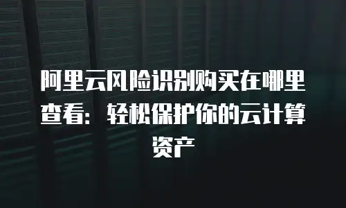 阿里云风险识别购买在哪里查看：轻松保护你的云计算资产